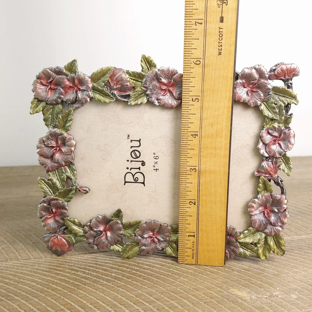 Bijou Picture Frame Flowers Enamel Floral Portrait Frame 4x6